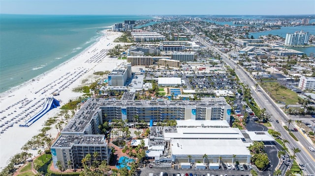 view of urban area with expansive beach