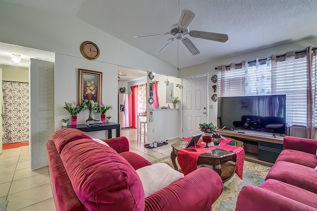 56 Pine Trak Unit 101E, Ocala, FL 34472 - living area with ceiling fan, light tile patterned floors, and lofted ceiling