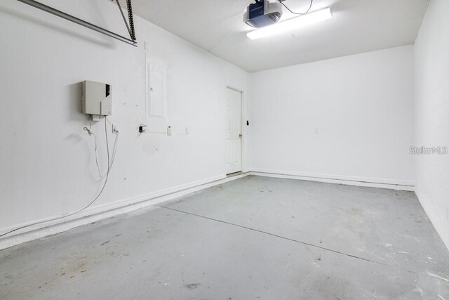 garage with a garage door opener