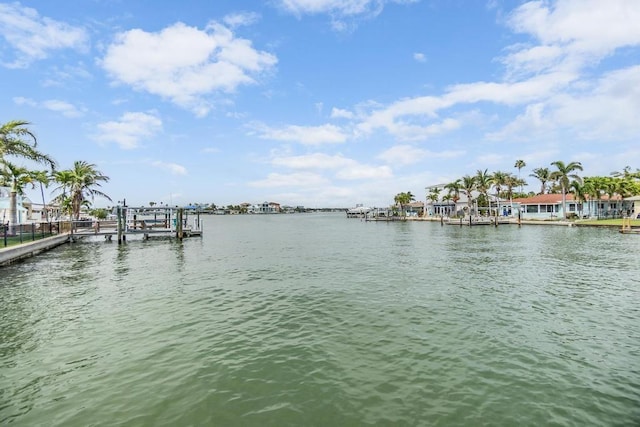 property view of water with a boat dock and boat lift