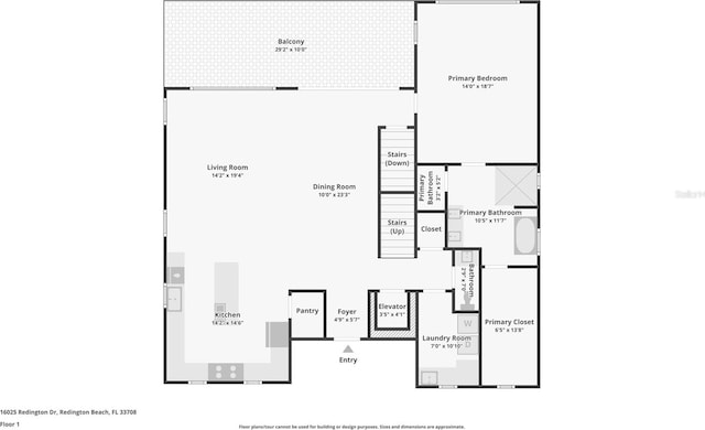 16025 Redington Dr, Redington Beach, FL 33708 - floor plan / room layout