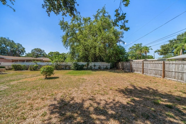 view of yard with a fenced backyard