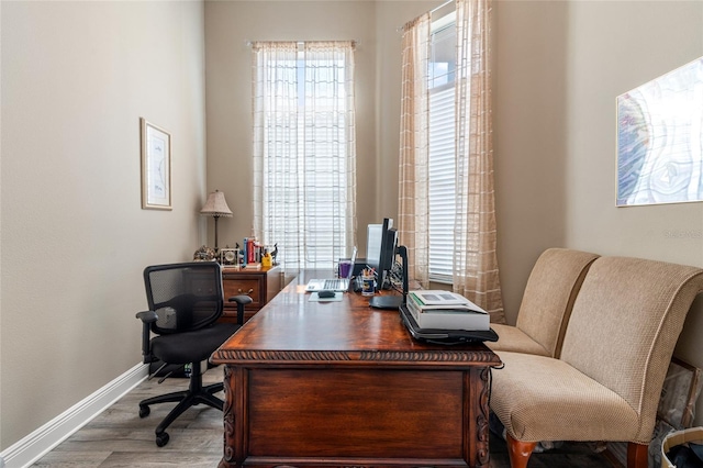 7340 W Dr, Wesley Chapel, FL 33544 - office space with baseboards and wood finished floors