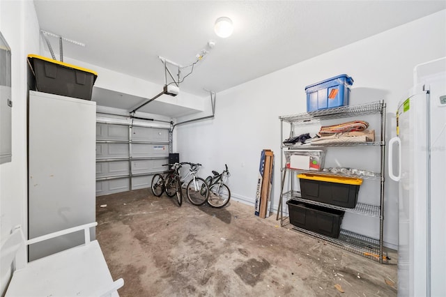 garage with a garage door opener