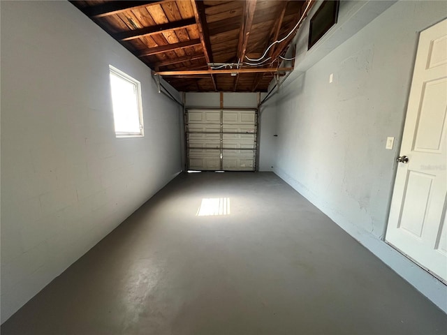 garage featuring wood ceiling