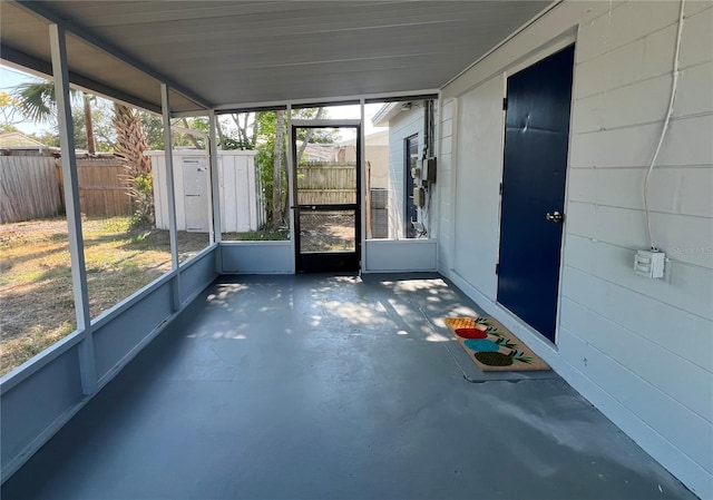 view of unfurnished sunroom