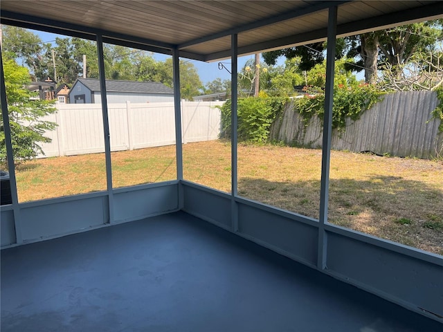 view of unfurnished sunroom