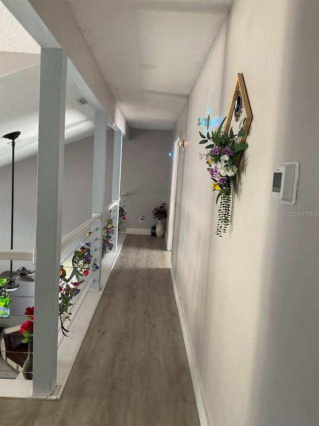 11727 Spanish Lake Dr, Tampa, FL 33635 - hall with baseboards and wood finished floors