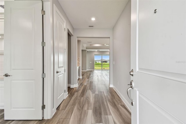 5670 Shorebird Br, Land O Lakes, FL 34638 - hallway with wood finished floors and baseboards