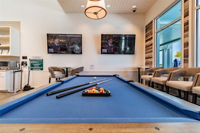 5670 Shorebird Br, Land O Lakes, FL 34638 - playroom featuring wood ceiling and billiards