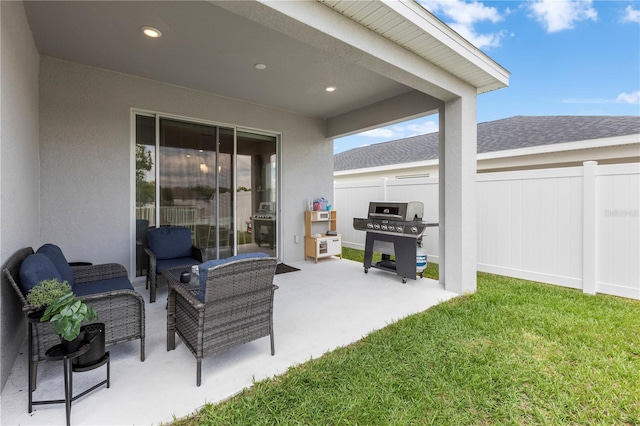 view of patio / terrace with a grill