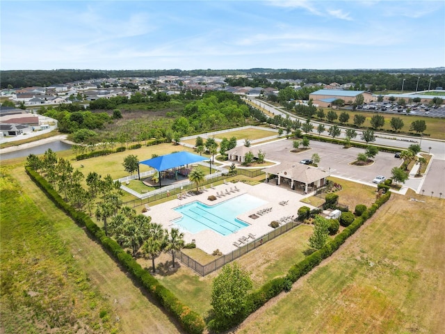 bird's eye view of a pool area