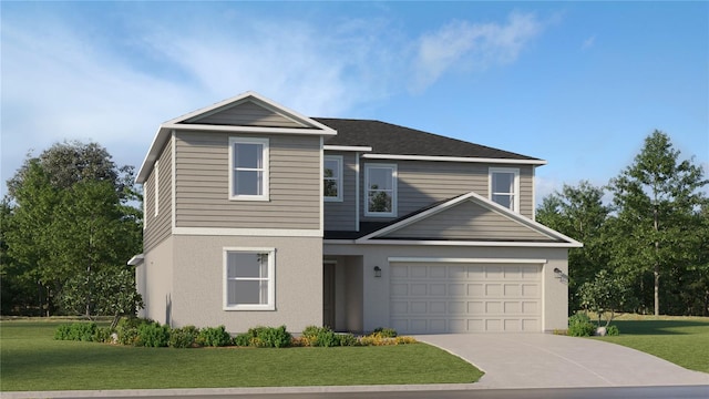 traditional-style home featuring driveway and a front lawn