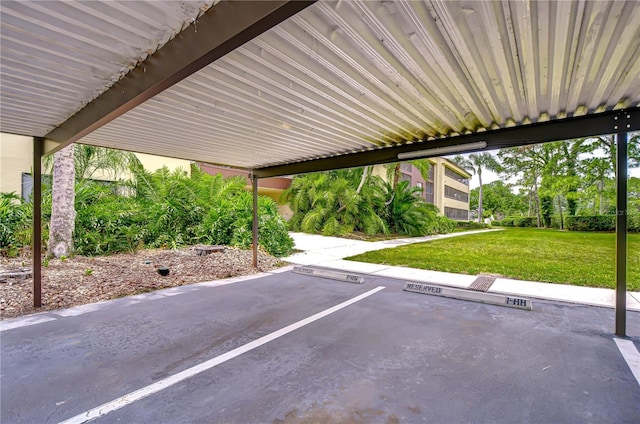 view of covered parking lot