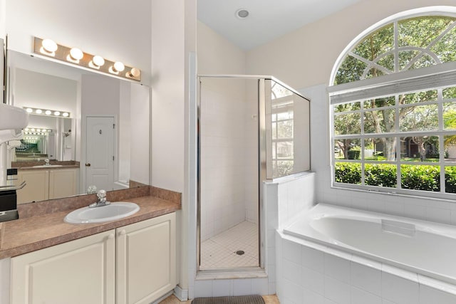 2808 Abbey Grove Dr, Valrico, FL 33594 - full bath featuring a shower stall, vanity, and a garden tub