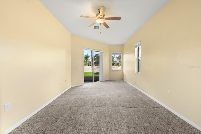 2808 Abbey Grove Dr, Valrico, FL 33594 - carpeted empty room with ceiling fan and vaulted ceiling