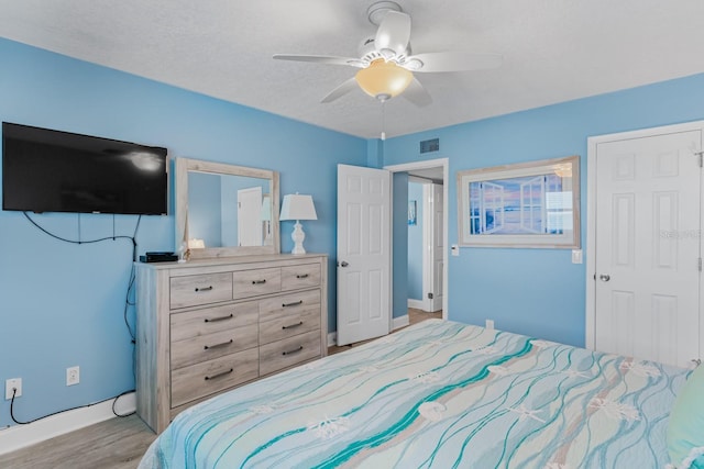 18650 Gulf Blvd Unit 203, Indian Shores, FL 33785 - bedroom featuring baseboards, light wood finished floors, and ceiling fan