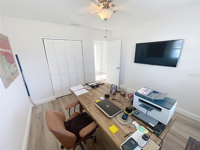 4715 W Chapin Ave, Tampa, FL 33611 - office with ceiling fan, light wood-type flooring, and baseboards