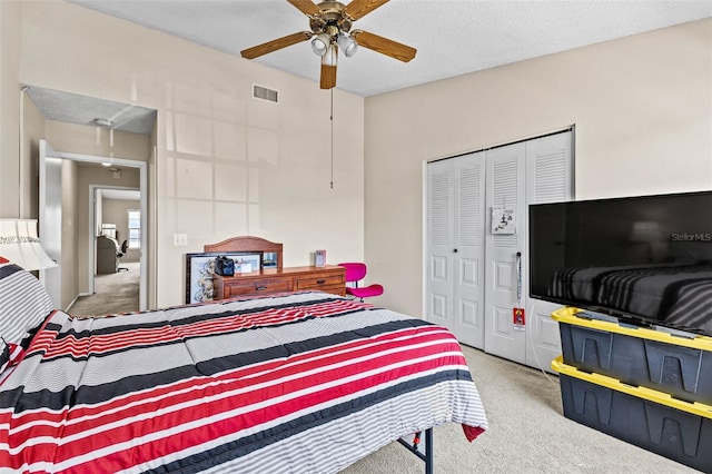 732 Kensington Lake Cir, Brandon, FL 33511 - bedroom featuring attic access, carpet flooring, a closet, and ceiling fan