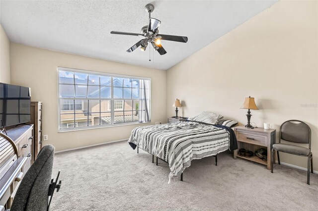 732 Kensington Lake Cir, Brandon, FL 33511 - bedroom featuring carpet flooring, baseboards, ceiling fan, and a textured ceiling