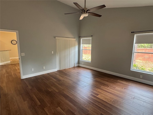 1608 Fox Glen Ct, Winter Springs, FL 32708 - unfurnished bedroom featuring baseboards, multiple windows, high vaulted ceiling, and dark wood-style flooring