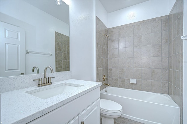 18657 Obregan Dr, Spring Hill, FL 34610 - bathroom featuring vanity, toilet, bathing tub / shower combination, and tile patterned floors