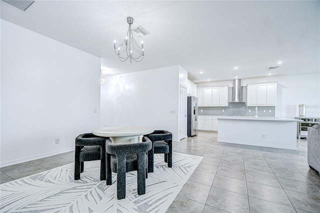 18657 Obregan Dr, Spring Hill, FL 34610 - dining space featuring a chandelier, light tile patterned floors, and recessed lighting