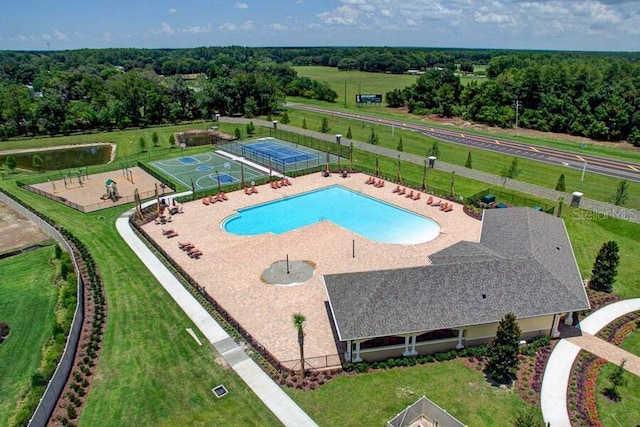 18657 Obregan Dr, Spring Hill, FL 34610 - bird's eye view of a pool