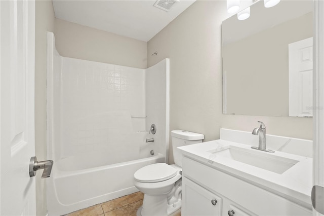 11323 Ivy Flower Loop, Riverview, FL 33578 - bathroom featuring toilet, visible vents, tile patterned floors, vanity, and bathing tub / shower combination
