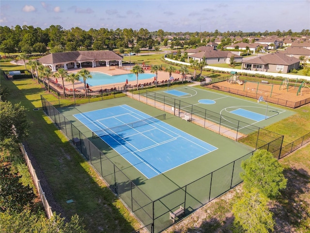 bird's eye view of a pool area
