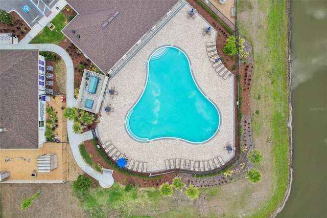 bird's eye view of a pool