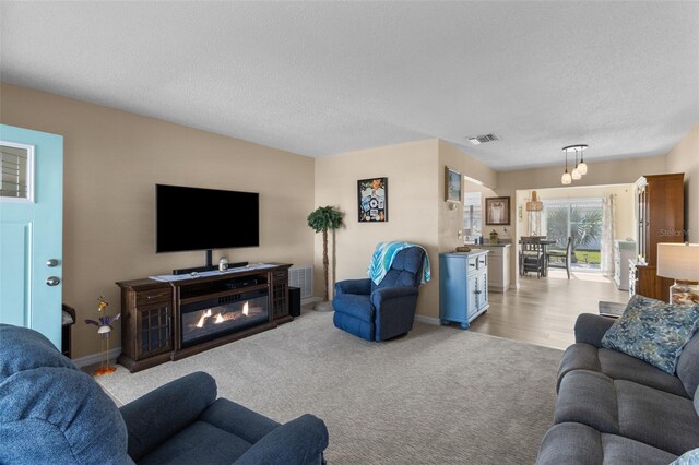 9743 36th Way N Unit 4, Pinellas Park, FL 33782 - living area featuring baseboards, a textured ceiling, and light colored carpet