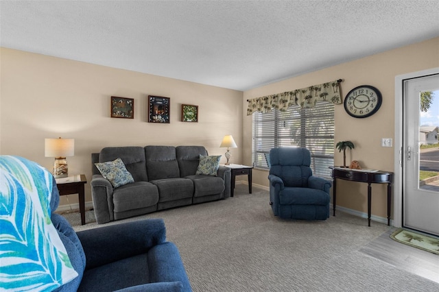 9743 36th Way N Unit 4, Pinellas Park, FL 33782 - carpeted living room with baseboards and a textured ceiling