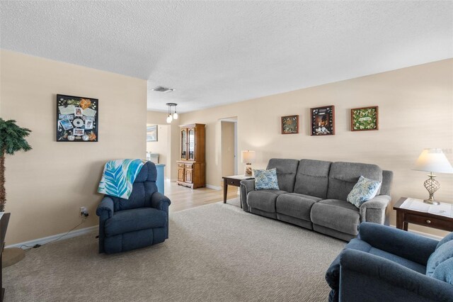 9743 36th Way N Unit 4, Pinellas Park, FL 33782 - living room featuring light carpet, baseboards, and a textured ceiling