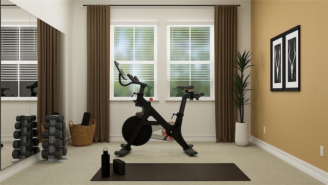 6837 E 115th St, Palmetto, FL 34221 - workout area featuring baseboards and carpet floors