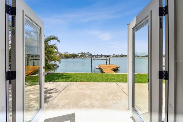doorway with a water view