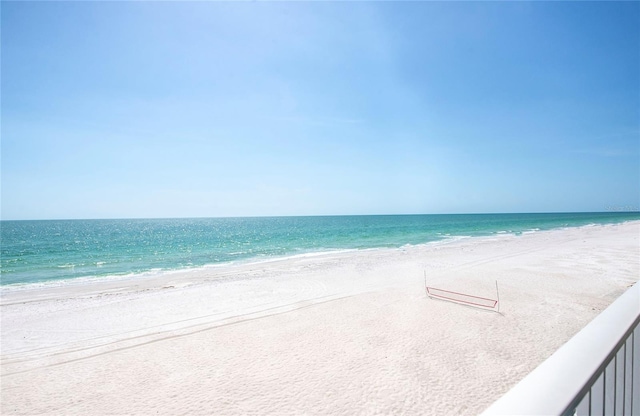 view of water feature with a view of the beach