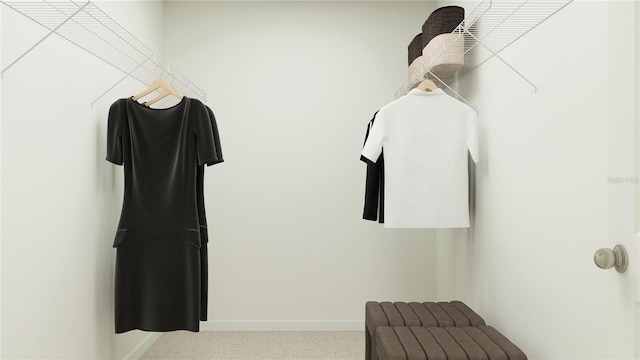 walk in closet with carpet