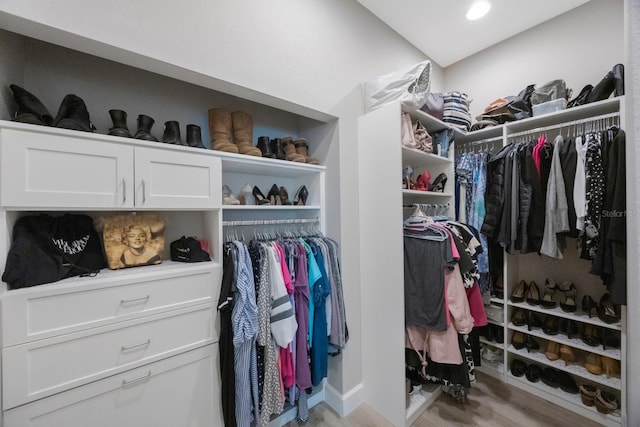 spacious closet with light wood-type flooring