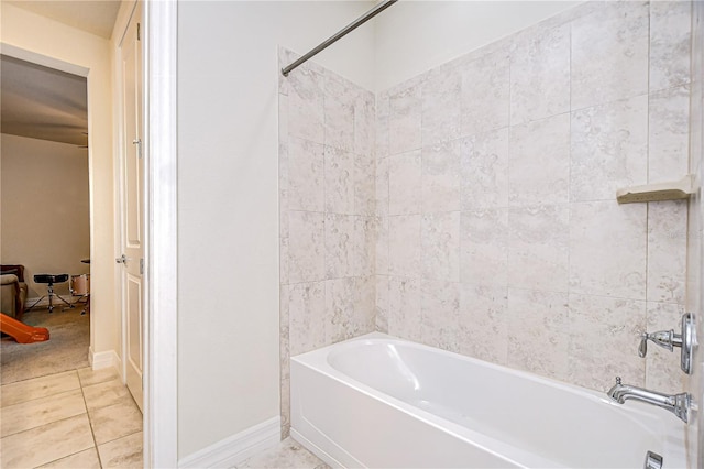 full bathroom featuring tub / shower combination and tile patterned floors