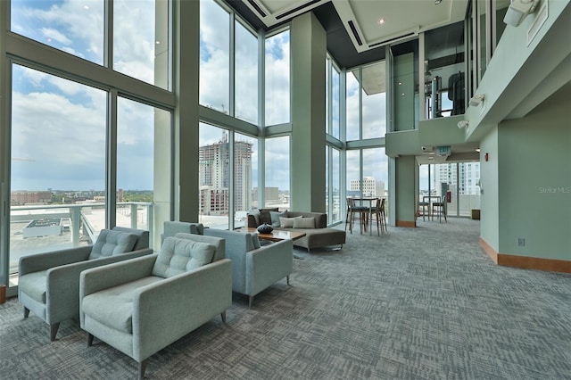 community lobby featuring a city view