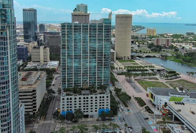 view of city with a water view