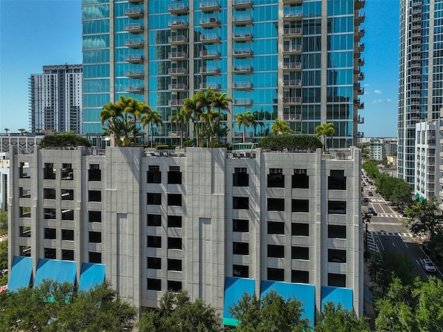 view of building exterior featuring a city view