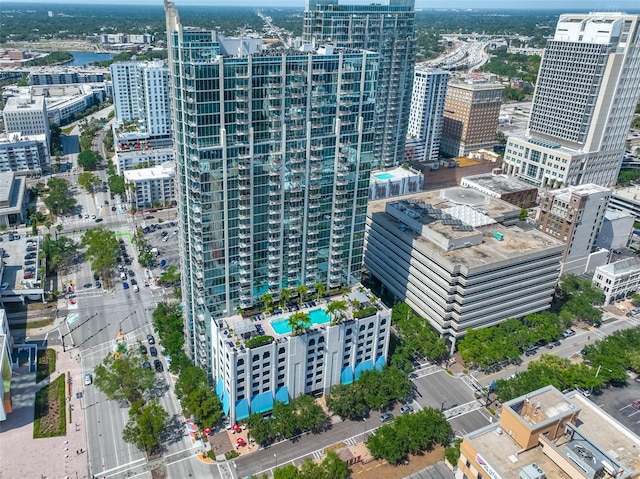 drone / aerial view featuring a view of city