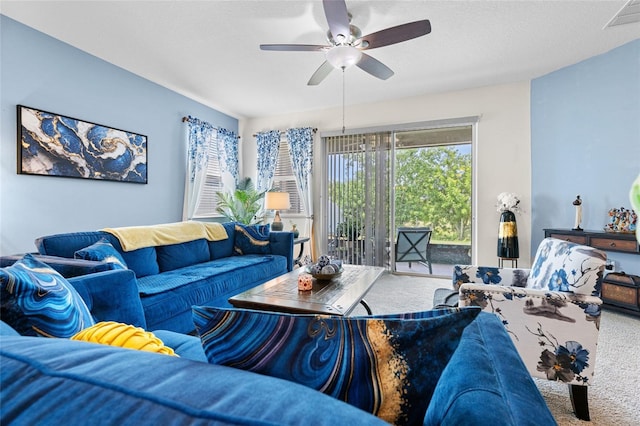 10626 Laguna Plains Dr, Riverview, FL 33578 - living room with carpet flooring and ceiling fan