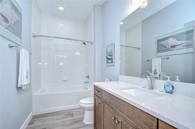 5732 Stockport St, Riverview, FL 33578 - full bath featuring toilet, washtub / shower combination, vanity, and recessed lighting