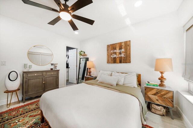 14 S Meteor Ave, Clearwater, FL 33765 - bedroom featuring recessed lighting, baseboards, ceiling fan, and light wood-style flooring