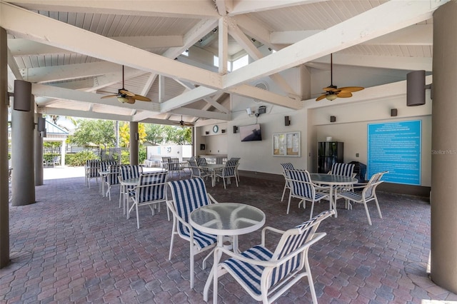 3066 Landmark Blvd Unit 1305, Palm Harbor, FL 34684 - view of patio / terrace with a ceiling fan and outdoor dining area