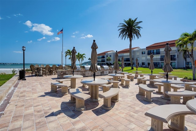 view of home's community with a water view