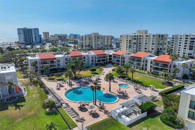 view of urban area with a pool area